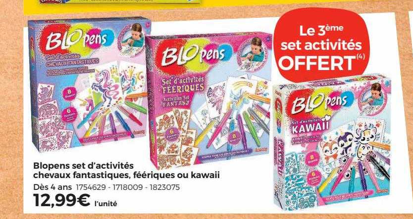 blopens set d'activités chevaux fantastiques, féériques ou kawaii