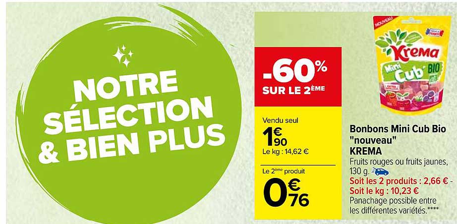 bonbons mini cub bio "nouveau" krema