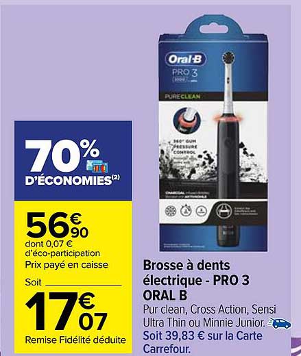 brosse à dents électrique - pro 3 oral b