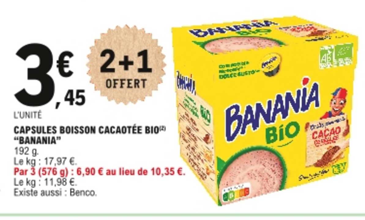 Capsules Boisson Cacaotée Bio "banana" 2+1 Offert