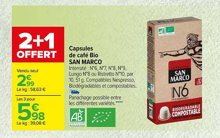 capsules de café bio san marco