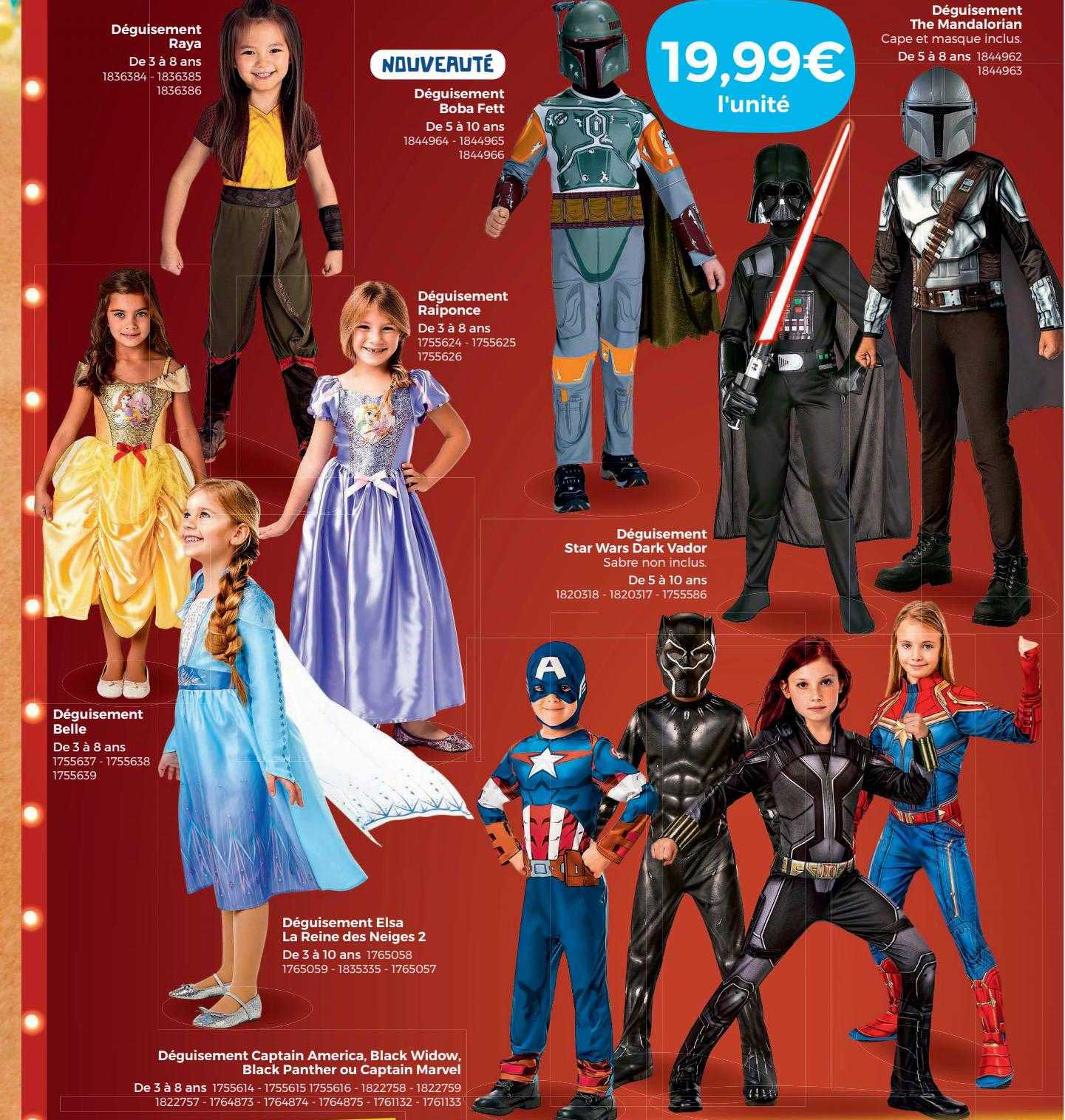 déguisement raya, déguisement boba fett, déguisement the mandalorian, déguisement raiponce, déguisement belle, déguisement star wars dark vador, déguisement elsa la reine des neiges 2