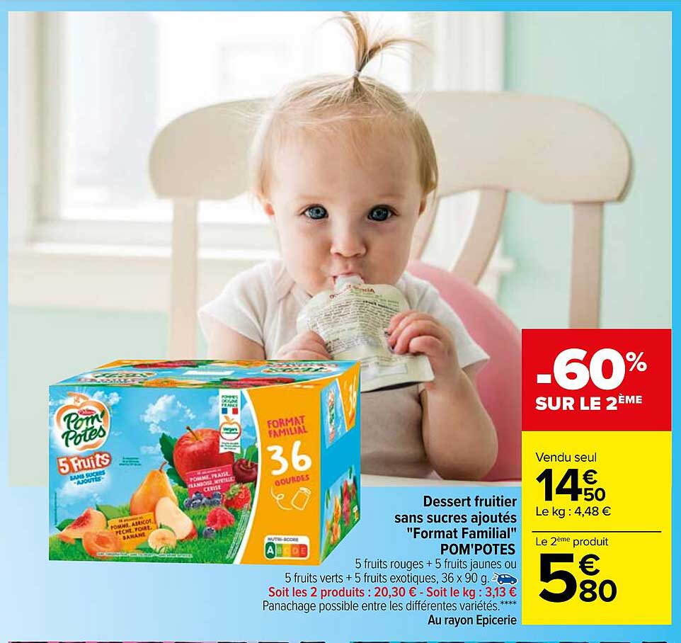 dessert fruitier sans sucres ajoutés "format familial" pom'potes
