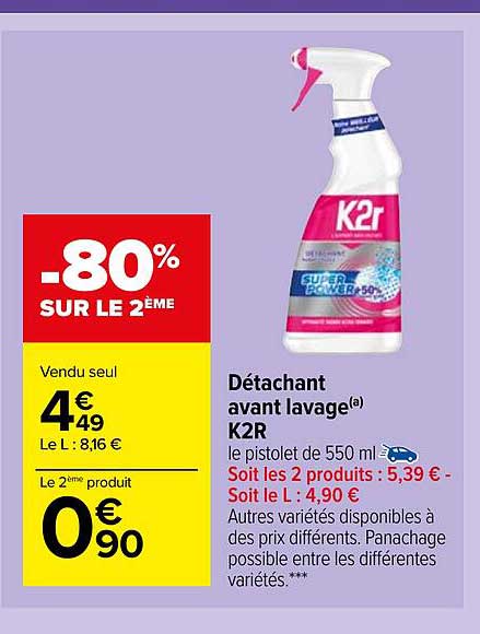 détachant avant lavage k2r