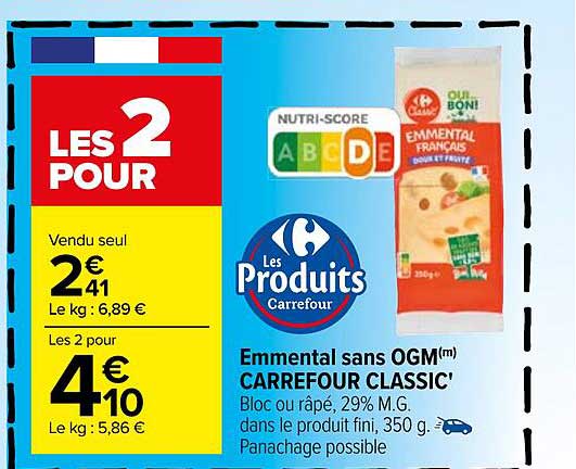emmental sans ogm carrefour classic'