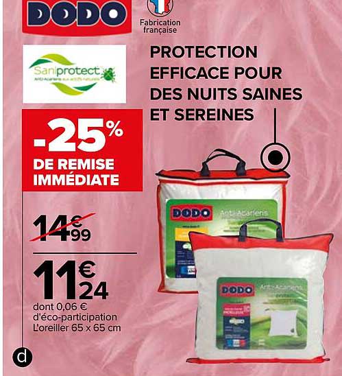 l'oreiller 65 x 65 cm dodo