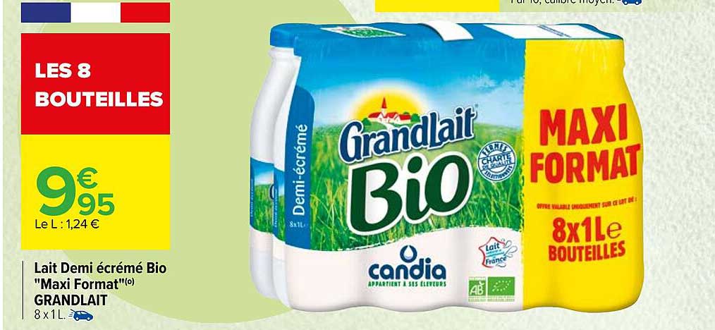 lait demi écrémé bio "maxi format" grandlait