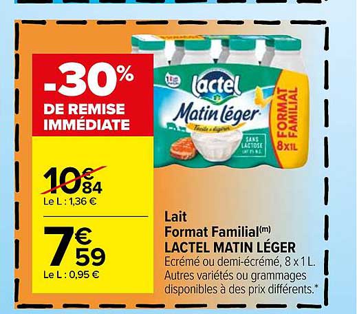 lait format familial lactel matin léger