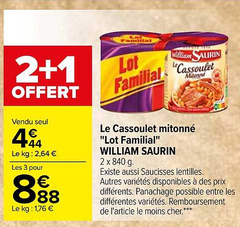le cassoulet mitonné "lot familial" william saurin