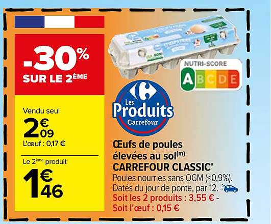Oeufs De Poules élevées Au Sol Carrefour Classic'