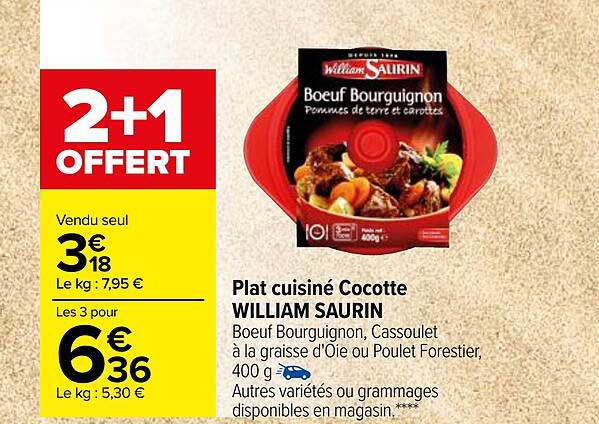 plat cuisiné cocotte william saurin