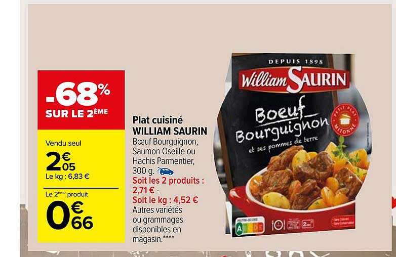 plat cuisiné william saurin
