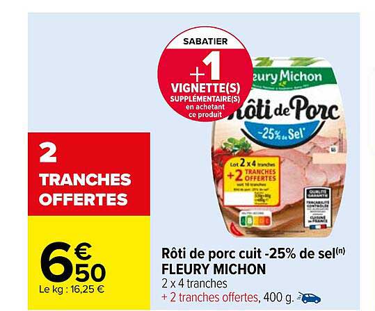 rôti de porc cuit -25% de sel fleury michon