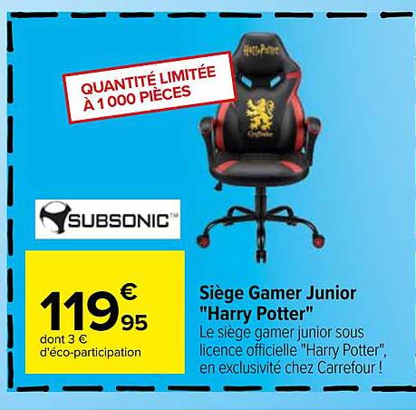 siège gamer junior "harry potter"