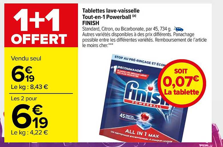 tablettes lave-vaisselle tout-en-1 powerball finish