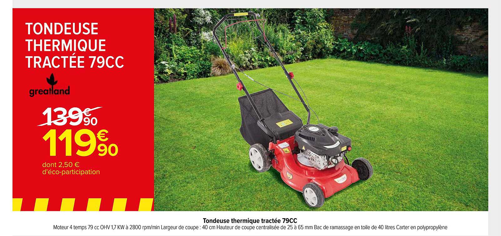 tondeuse thermique tractée 79cc greatland