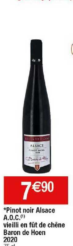 pinot noir alsace a.o.c. vieilli en fût de chêne baron de hoen 2020