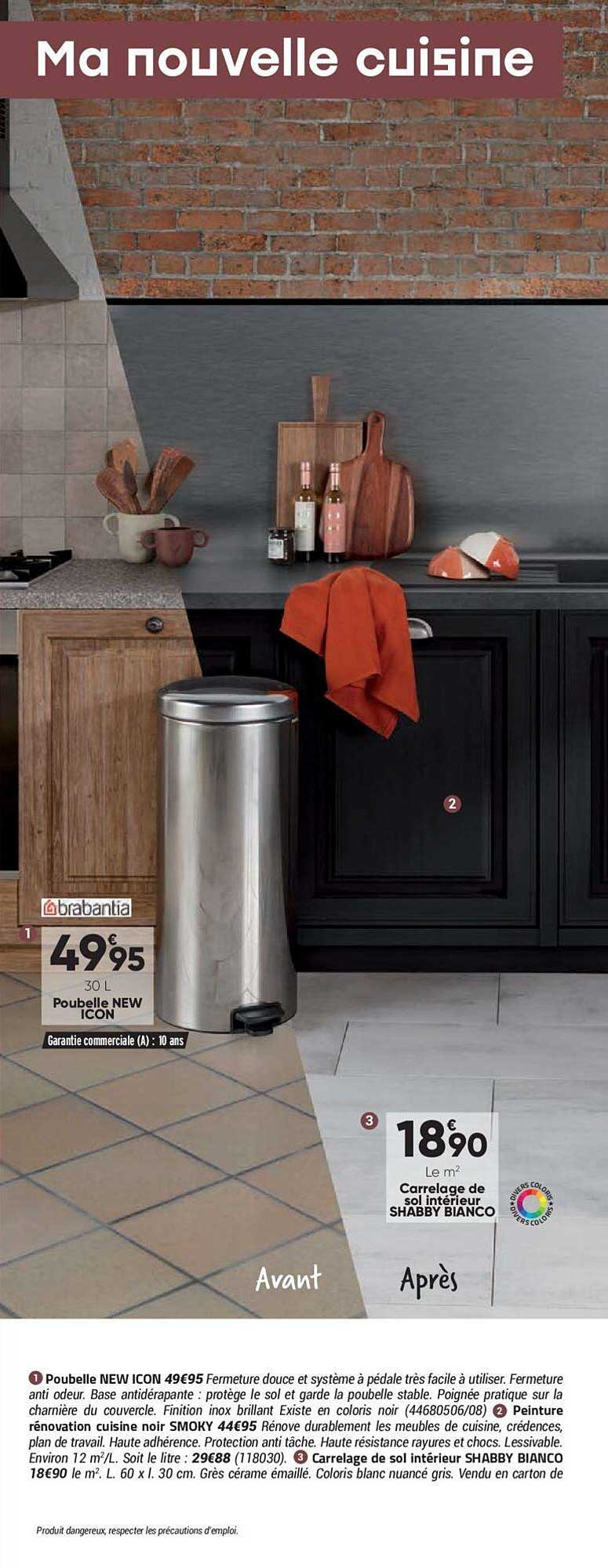 poubelle new icon, carrelage de sol intérieur shabby bianco