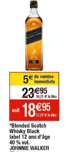blended scotch whisky black label 12 ans d'âge 40% vol. johnnie walker