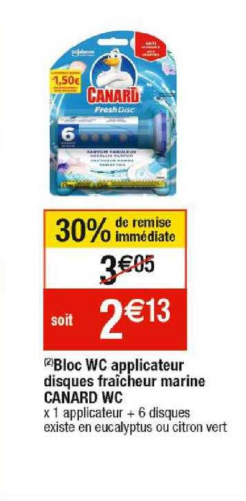 bloc wc applicateur disques fraîcheur marine canard wc
