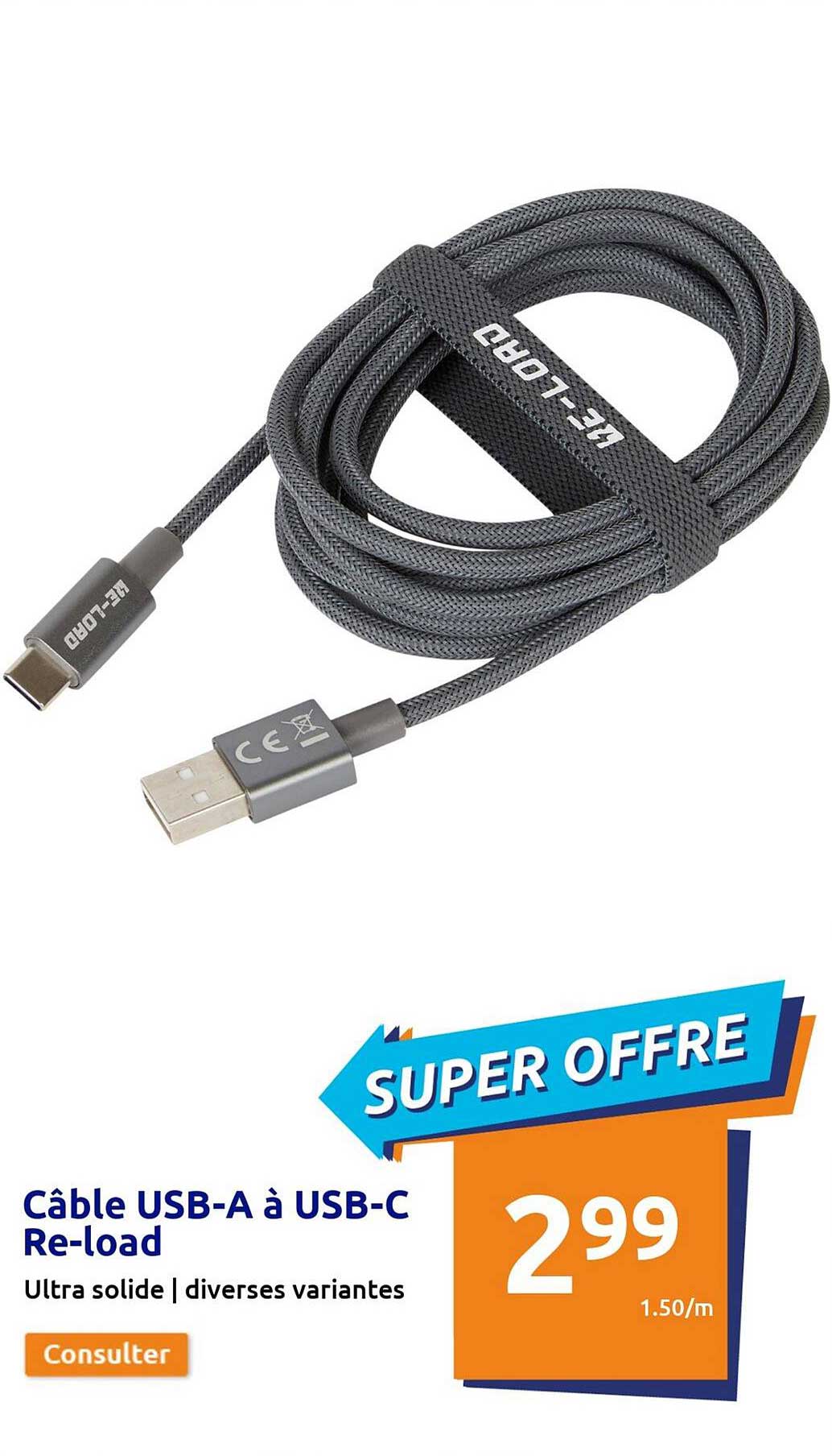 câble usb-a à usb-c re-load