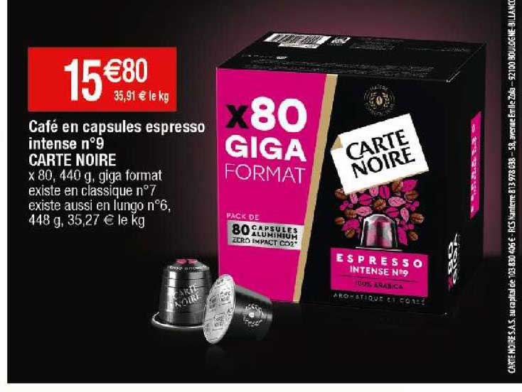 Café En Capsules Espresso Intense N°9 Carte Noire