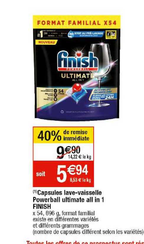capsules lave-vaisselle powerball ultimate all in 1 finish