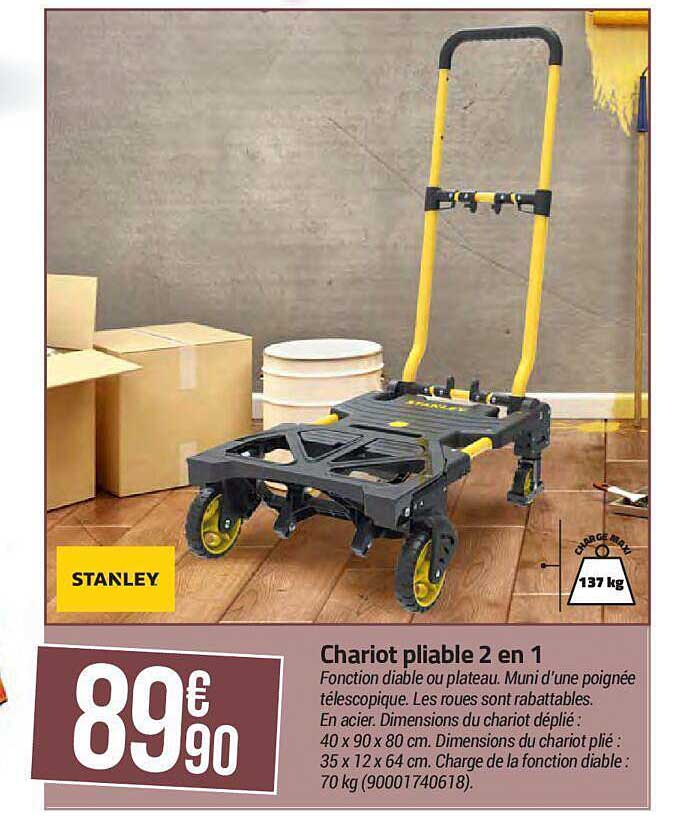 Chariot Pliable 2 En 1 Stanley