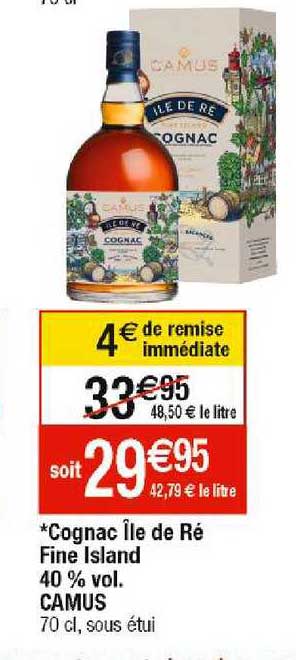 cognac île de ré fien island 40% vol. camus