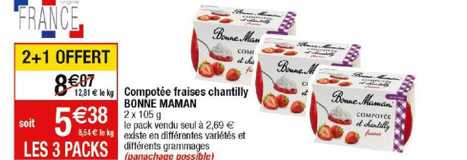 compotée fraises chantilly bonne maman