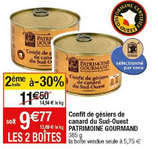 confit de gésiers de canard du sud-ouest patrimoine gourmand