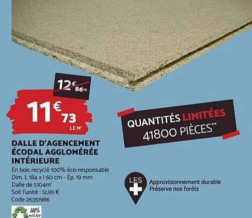 dalle d'agencement écodal agglomérée intérieure