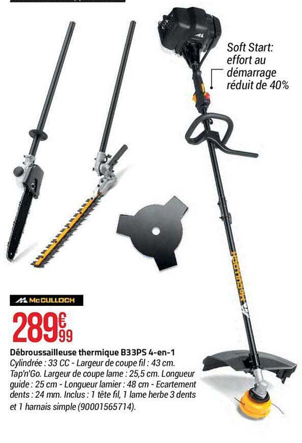 débroussailleuse thermique b33ps 4-en-1 mc culloch