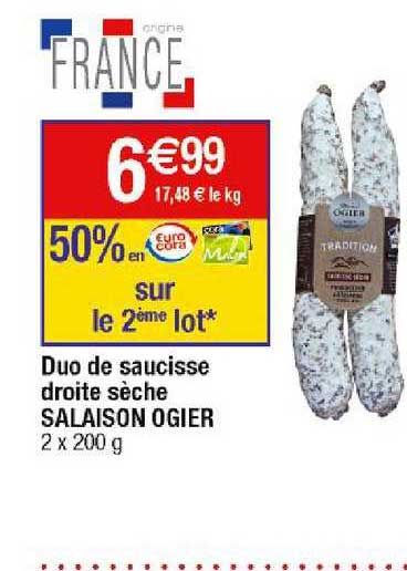 duo de saucisse droite sèche salaison ogier