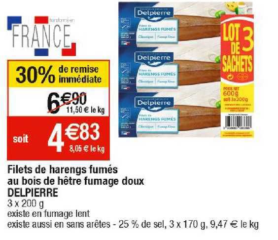 filets de harengs fumés au bois de hêtre fumage doux delpierre