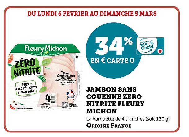 Jambon Sans Couenne Zéro Nitrite Fleury Michon
