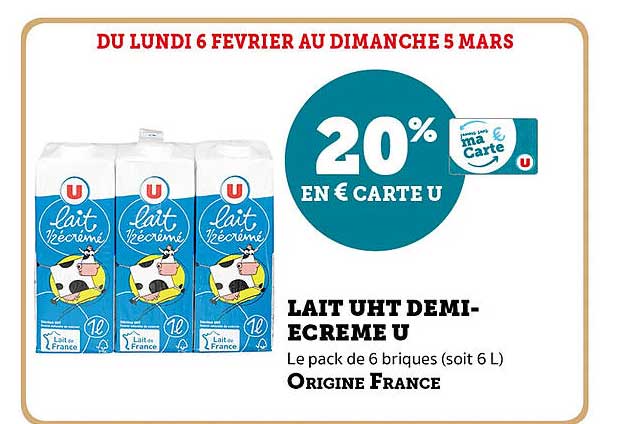 lait uht demi-écrémé u