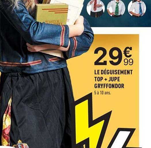 le déguisement top + jupe gryffondor