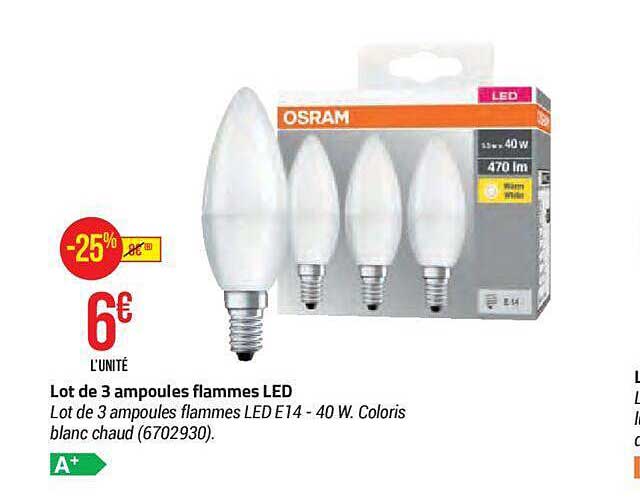 lot de 3 ampoules flammes led osram