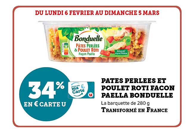 pâtes perlées et poulet rôti façon paëlla bonduelle