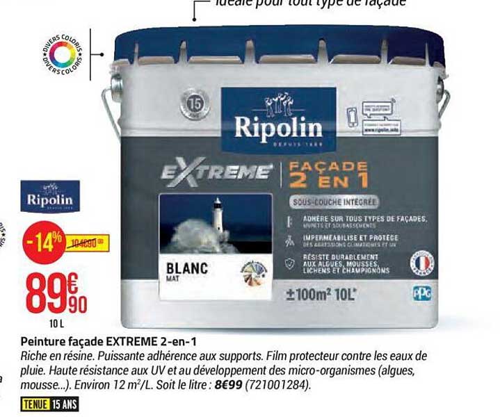 peinture façade extrême 2-en-1 ripolin