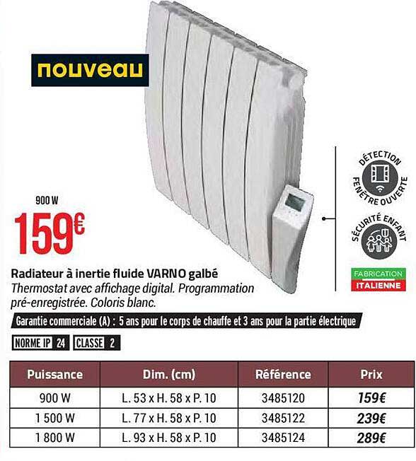 radiateur à inertie fluide varno galbé