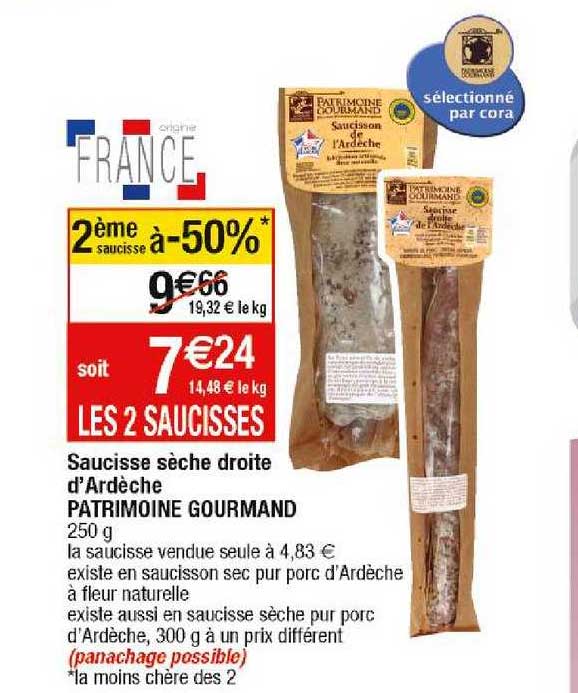 saucisse sèche droite d'ardèche patrimoine gourmand