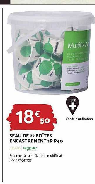 seau de 22 boîtes encastrement 1p p40