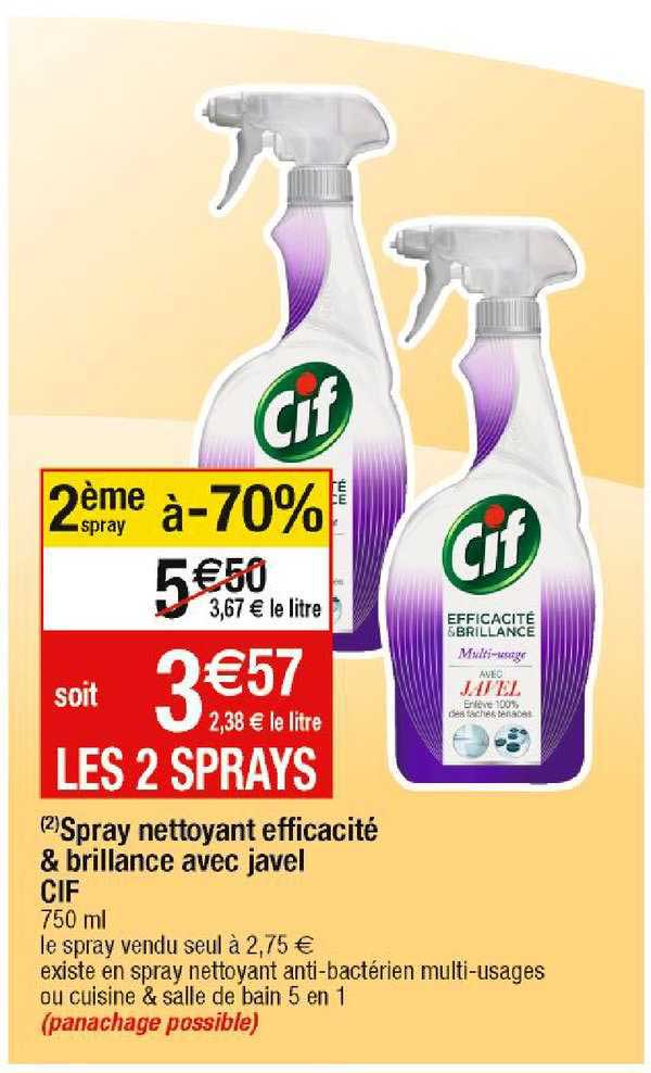 spray nettoyant efficacité & brillance avec javel cif