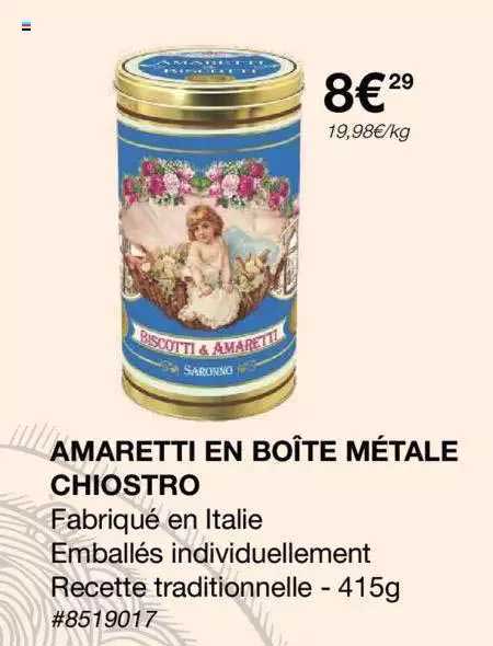 amaretti en boîte métale chiostro