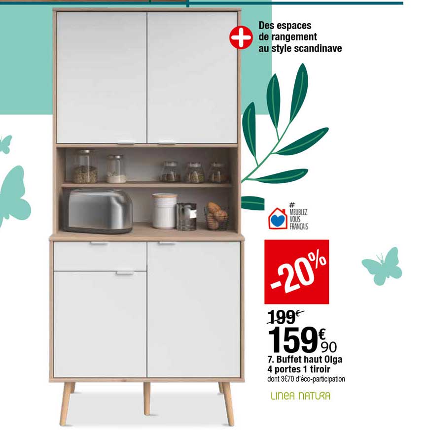 buffet haut olga 4 portes 1 tiroir