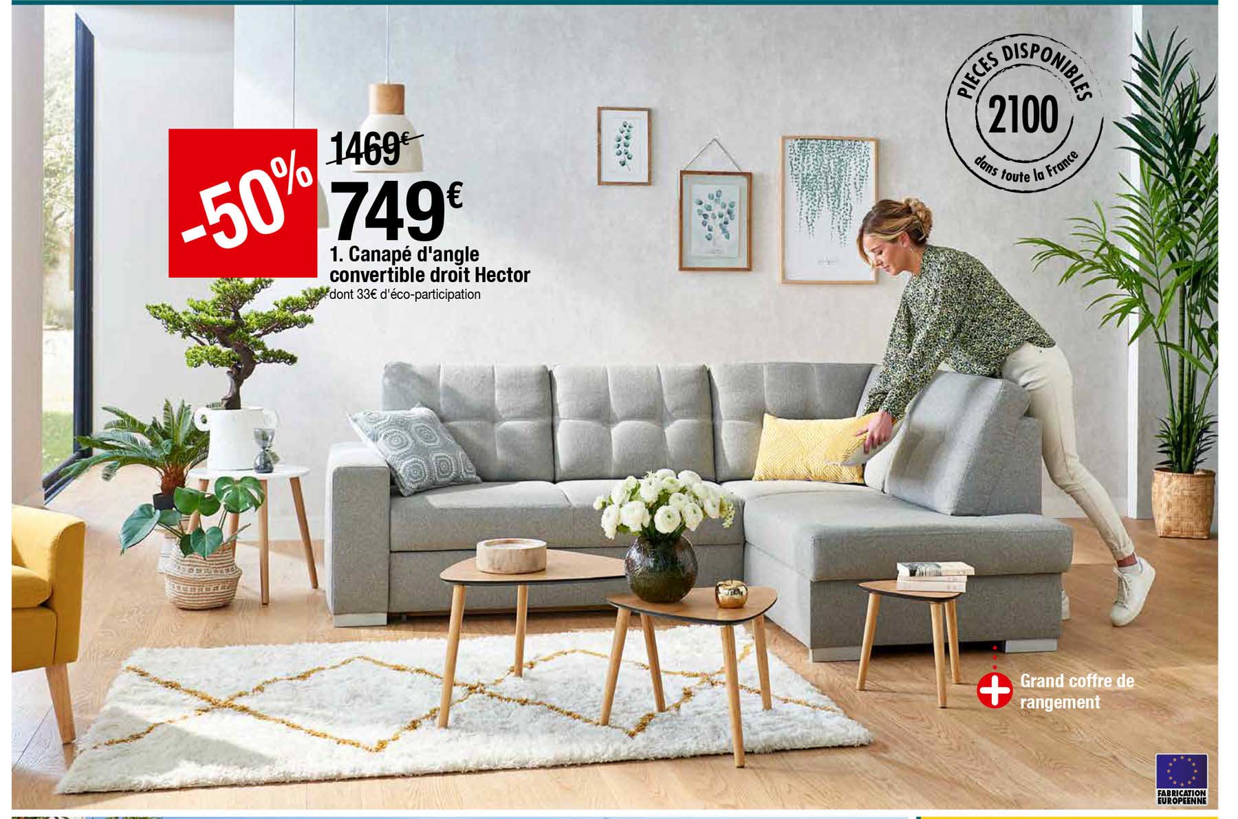 canapé d'angle convertible droit hector