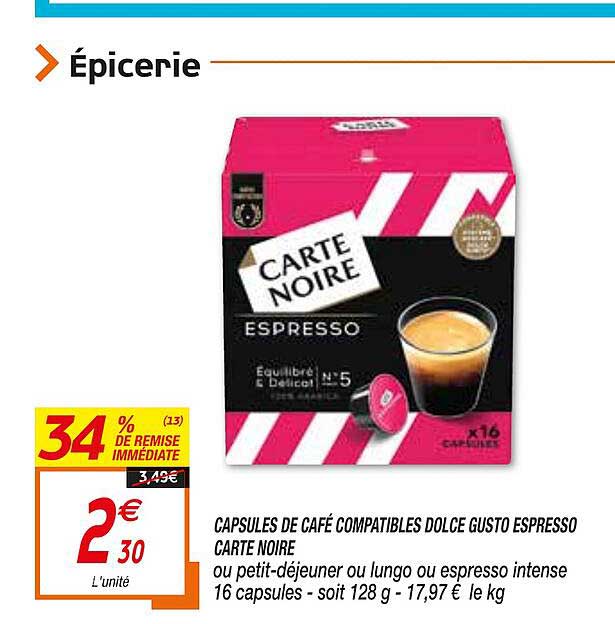 capsules de café compatibles dolce gusto espresso carte noire