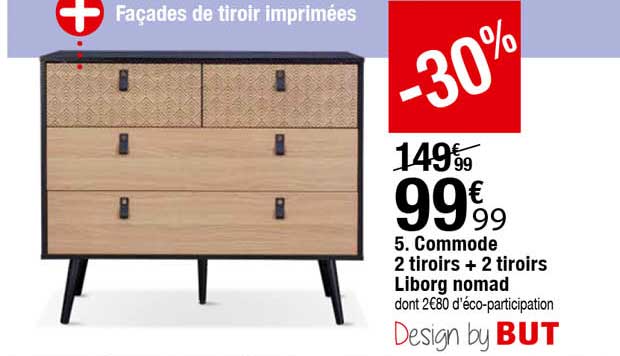 commode 2 tiroirs + 2 tiroirs liborg nomad